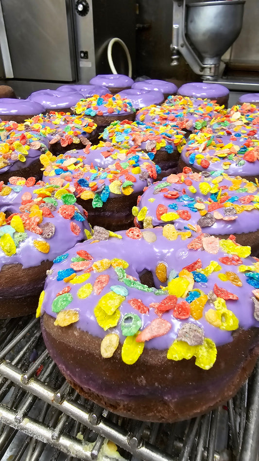 Fruity Pebbles Ube Donut